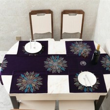 Strass Fleur Velours Table Chemin Ensemble Avec de Napperon pour Maison