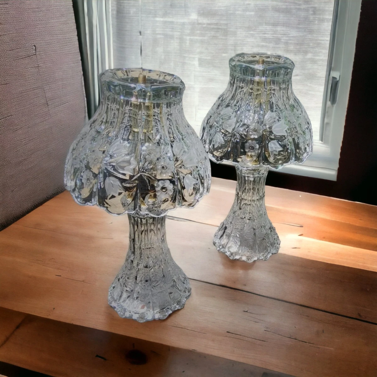 Cut glass hurricane sale lamp