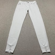Kancan Womens Jeans sz 5/26 White Denim Mid Rise Distressed Light Wash Skinny