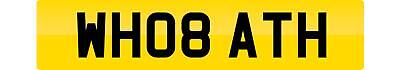 PRIVATE NUMBER PLATE WH08 ATH CHERISHED REGISTRATION WHO BATH WC WASH SINK BATHE
