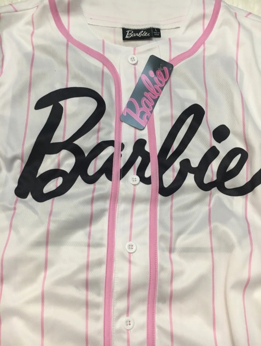 Barbie Baseball Jersey Size Pink White Woman's Size Large New