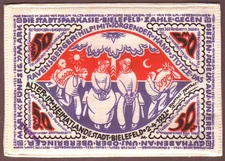 Germany  BIELEFELD  Silk Notgeld  50 Mark  2.4.1921