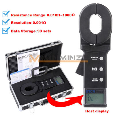 Clamp Earth Resistance Tester Gauge 0.01 to 1000Ω Digital Clamp Meter ETCR2000 #