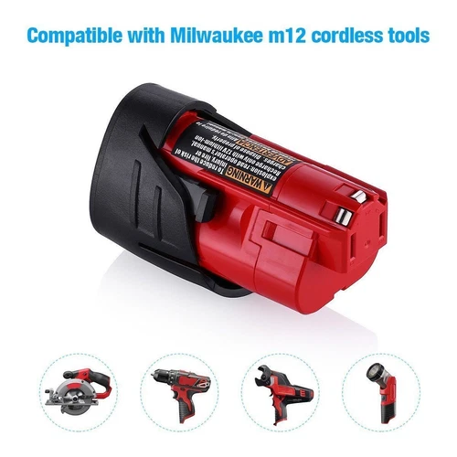2X BATTERY M-12 For MILWAUKEE M12B 12V LITHIUM-ION 3.5AH 48-11-2401 48-11-2430 - Picture 4 of 5