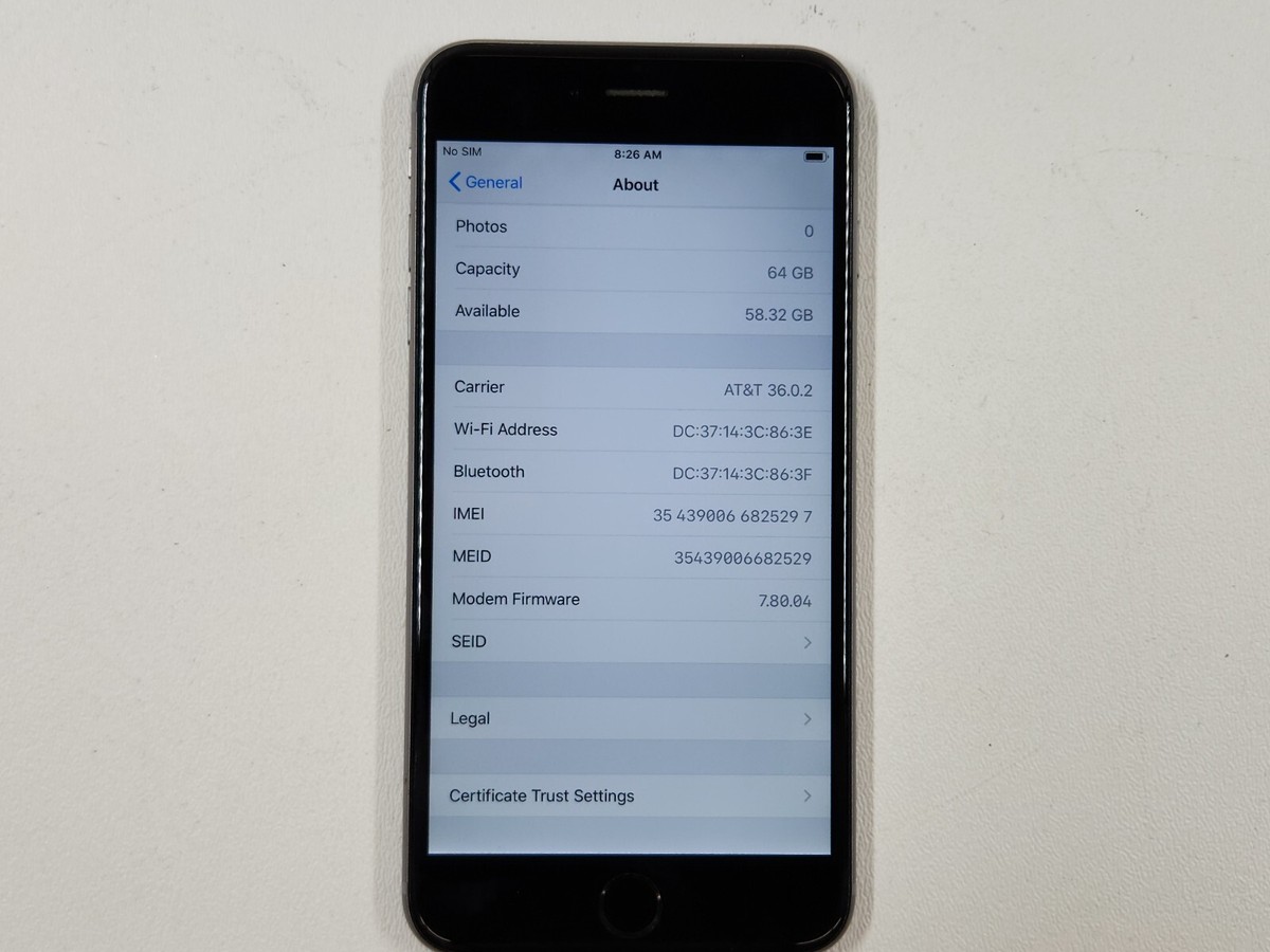 Apple iPhone 6 Plus (A1522) 64GB - Gray (AT&T) Smartphone