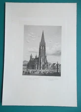 GERMANY Freiburg Cathedral Munster - 1860 Antique Print