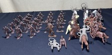 Marx original 1950's 54mm set of 30 Cowboy's different poses 14 W/ Horses