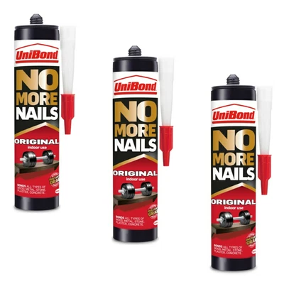 3 x UniBond No More Nails Original Grab Adhesive Glue Wood Metal Plaster 365g