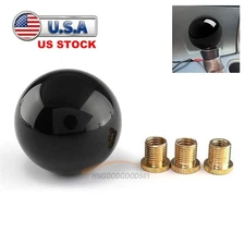 Black Round Ball Shift Knob Acrylic Universal Gear Shifter Head with 3 Adapters