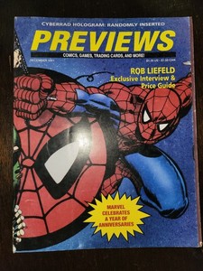 Spiderman Rob Liefeld Previews Magazine With Hologram Michael Jordan 1991 RARE