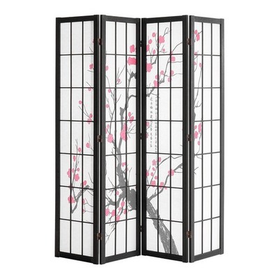 Wooden 4 Panel Divider 64in Height, Foldable 360°, Elegant Symmetry Design