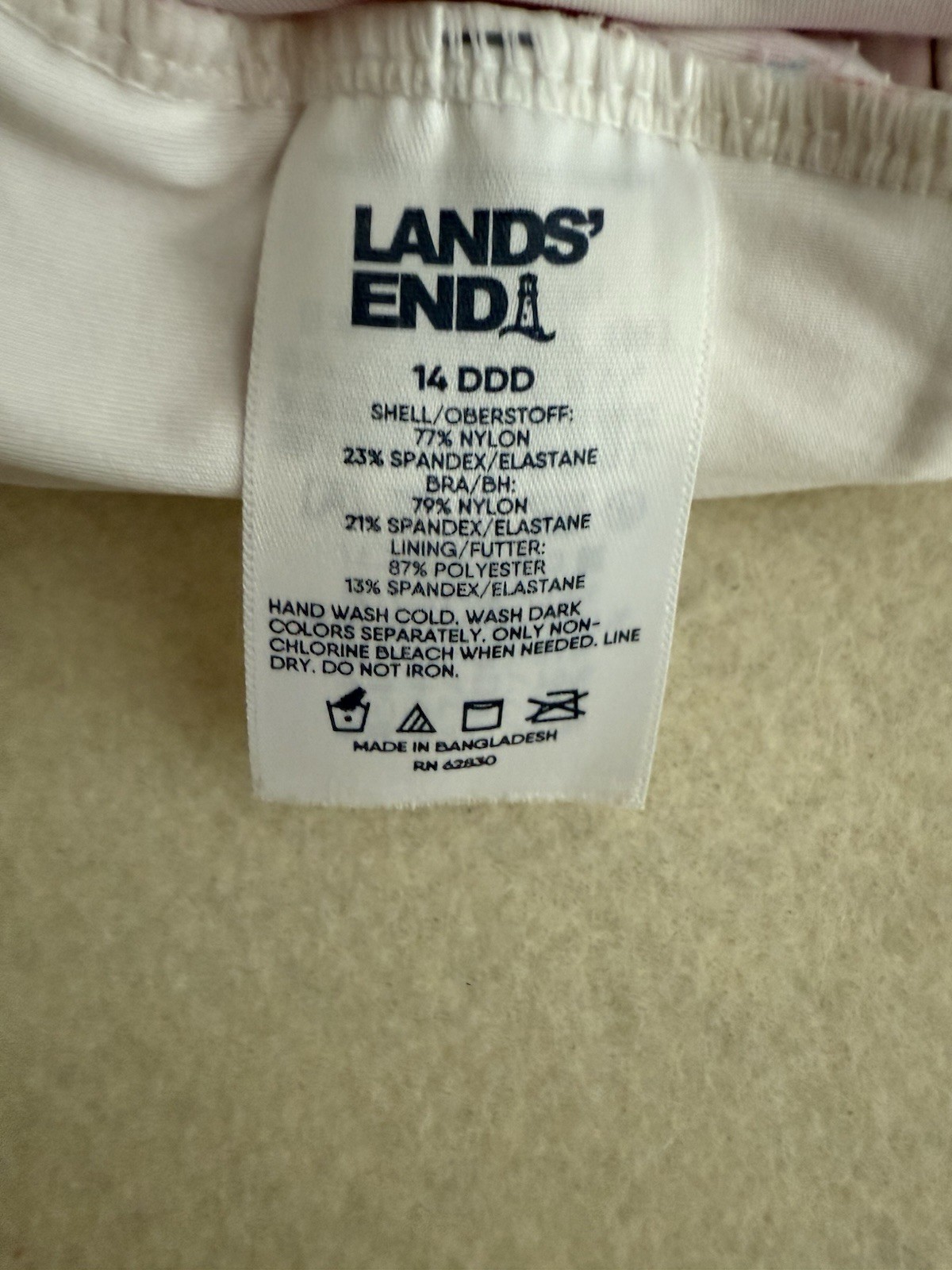 Lands End Tankini Swim Top 14DDD EUC 