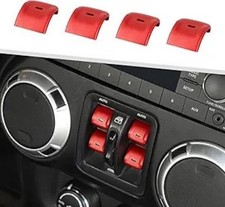 Window Button Covers, 4PCS Center Console Window Switch Cover Inter Color: Red