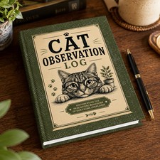 Diario con registro de observación de gatos - Cuaderno vintage para amantes de los gatos