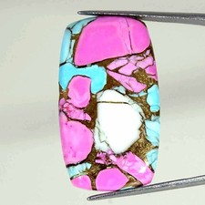 39.20Cts Cotton Candy Pink Copper Turquoise Cushion Cabochon Loose Gemstone