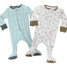 Cloud Island Baby 3-6M Cotton Footed Pajamas Sleepers Floral Trees 2-Pack