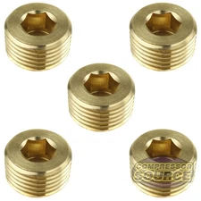 1/2"  Brass Male NPT Counter Sunk Head Plug Internal Hex Socket 50136 5-Pack