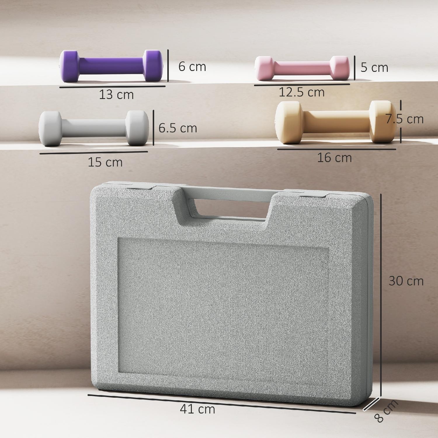 Set Manubri 10 kg con Valigetta Porta Pesi 41x30x8 cm Multicolore DecHome foto 3