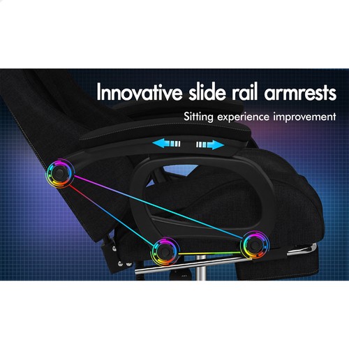 ALFORDSON Gaming Chair Office Massage Computer Racing Fabric Seat Footrest - Picture 3 of 12