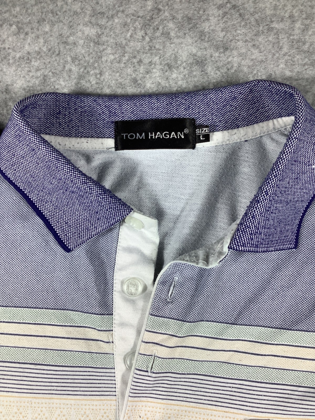 Tom Hagan T Shirt, Size Large Button Collar Pocket Sku 244 image 2