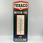 Texaco Motor Oil and Gasoline Thermometer Embossed Metal Sign Vintage Style ~15"