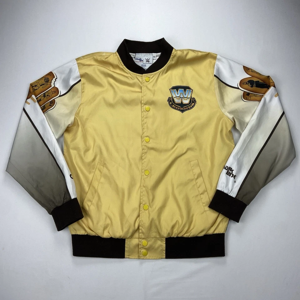 Chaqueta Bomber WWE CHALK LINE Legends Ice Cream Bars - Amarillo/Dorado Satinado - Talla M Foto 2 de 4