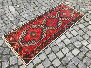 Turkish Vintage Rug Handmade Wool Rug Bohemian Runner Rug Home Rug2,2 x 5,1 ft