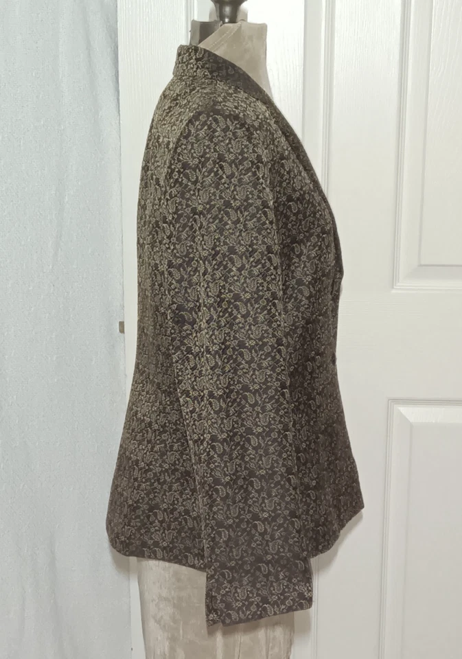 Blazer Kasper Elegante Para Mujer Talla 14 Dorado/Negro Paisley Chaqueta Nuevo Con Etiquetas Dos Botones Foto 3 de 4