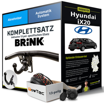 Anhängerkupplung BRINK abnehmbar für HYUNDAI iX20 +E-Satz NEU