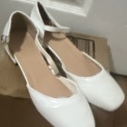 White Patent Leather Strappy Ankle Strap Buckle Block Heel Square Toe Women 9 — photo 6