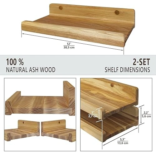Floating Shelves for Wall 12 inch, Waterproof, Wall Storage 12in set 2 Natural - Image 4 of 4