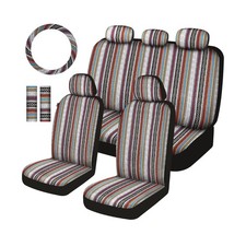 Baja Saddle Blanket Car Seat Covers Full Set 12PCS, Red