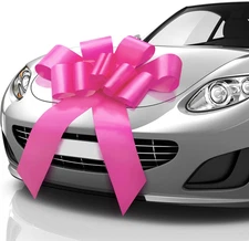 Mata1-Usa - Huge Car Bow - Pink, 30 Inch - Big Gift Wrapping Bow for Large Gift