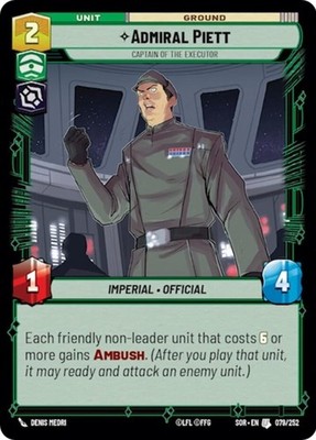 3X-Admiral Piett - Captain of the Executor - Foil-SWU01-Spark of Rebellion-Star 
