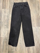 Vintage 90s Levis 550 Relaxed Fit Orange Tab Youth 12 Slim Black Jeans 24x25 USA