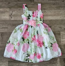 Girls 8 Floral Bonnie Jean Dress Pale Green Pink Flowers Zipper Bow Fully Lined