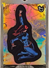 2025 Topps Marvel Comic Book Heroes 1975 Black WidowSilver Rainbow Refractor #1