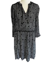 MAEVE Anthropologie “Galen” Black Chevron Polka Dot Print Tunic Dress Sz S Boho