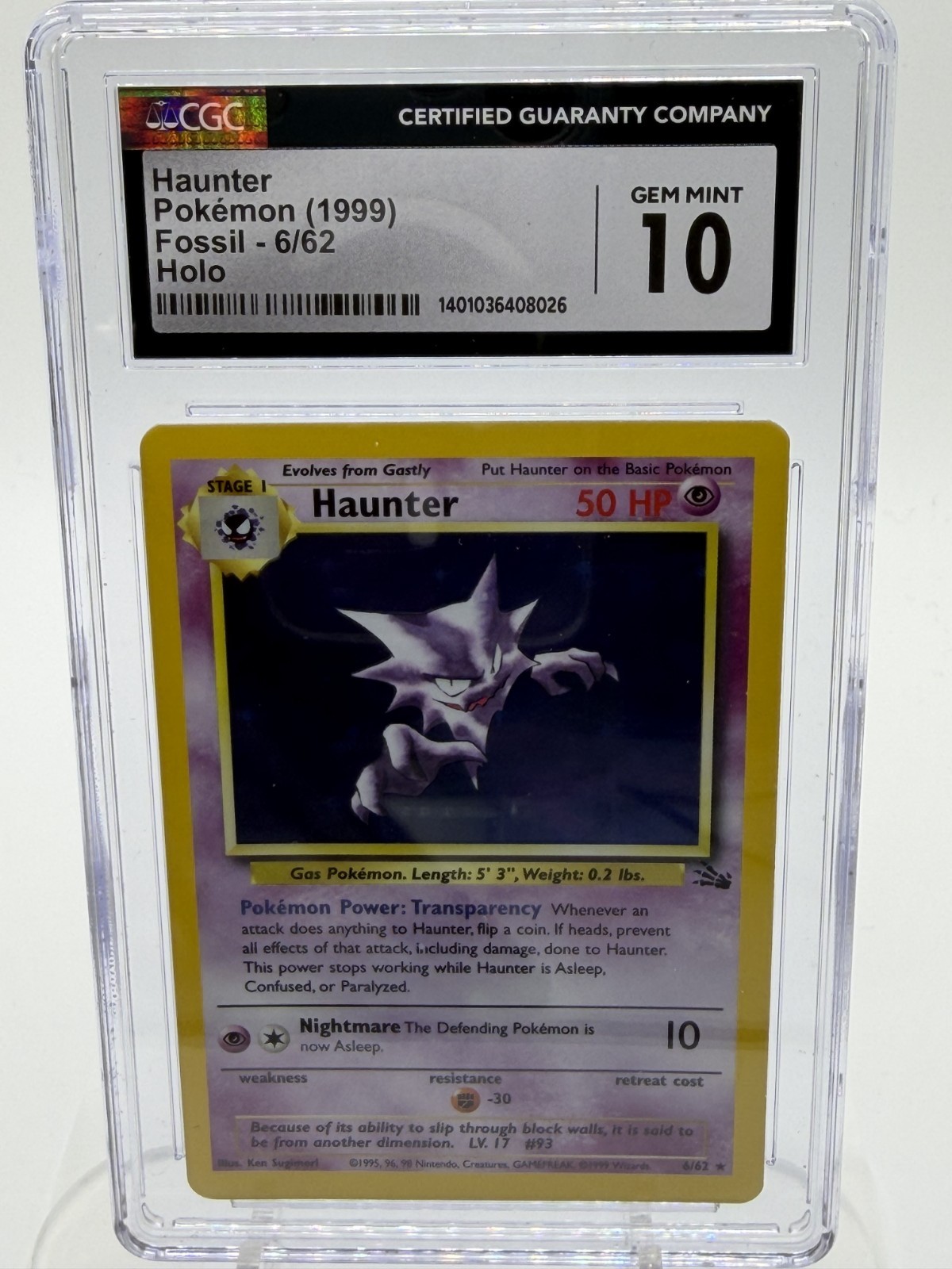 Haunter 6/62 Fossil Holo CGC 10