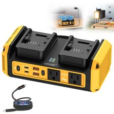 350W Portable Pure Sine Wave Power Inverter for Dewalt 20V Battery 120V 60Hz