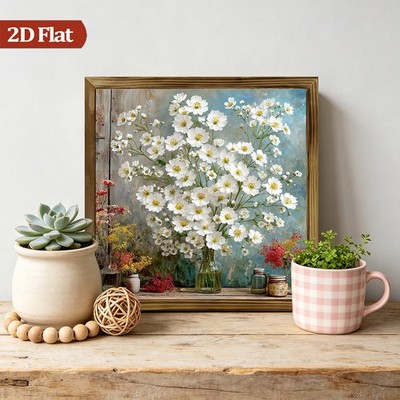 Floral Oil Painting Textured Wooden Sign Vintage Wall Decor for Garage Cafe Gift