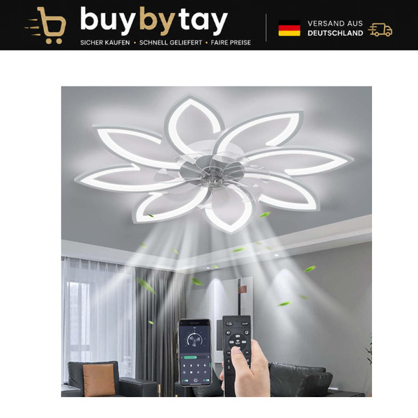 Deckenventilator Mit Beleuchtung Led Dimmbar 90Cm Weiß Fernbedienung Modern-image