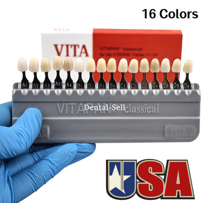 16 Colors Shade Guide Porcelain Dental VITA Classical A1-D4 Whitening Comparison