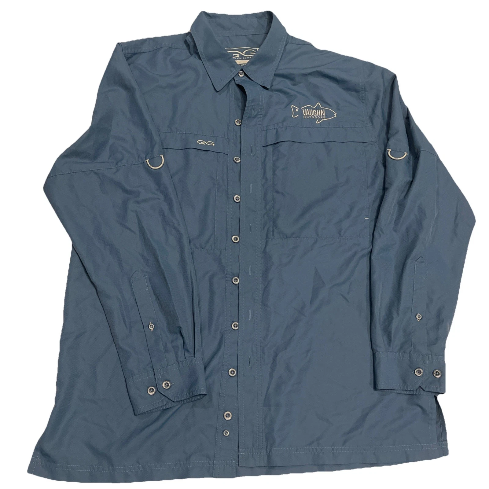 GameGuard Shirt Mens L large blue Fishing Long Sleeve Outdoor 1024 Vents outdoor