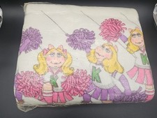 Vintage 1981 Miss Piggy Kermit The Frog New Old Stock Blanket Pigskin On Parade