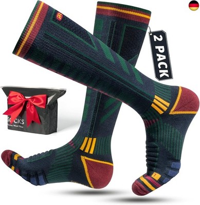 2 Pairs Merino Wool Ski Socks for Men, Women and Teenagers, Compression