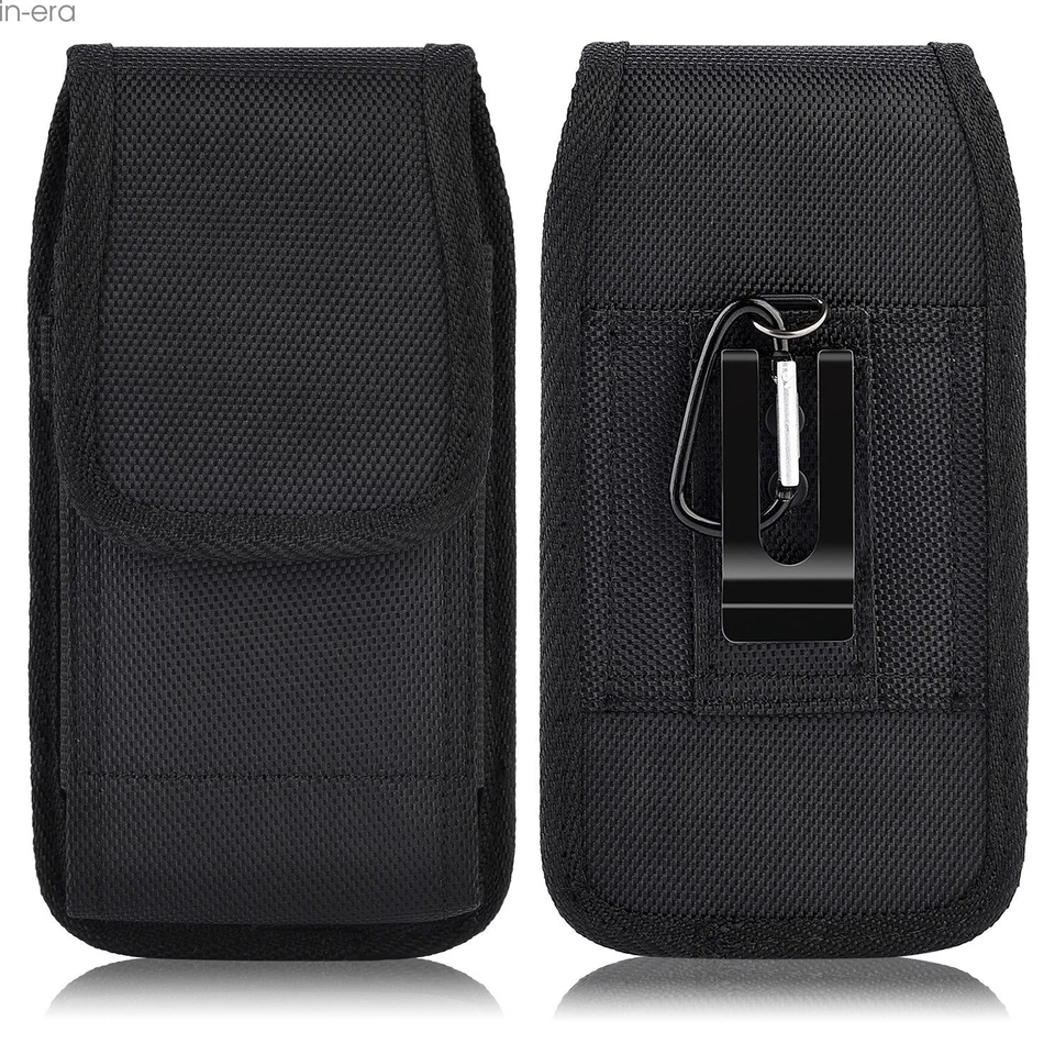 Clip Case Sideways Holster Black Rugged Nylon Cell Phone Case Cover Belt Pouch - Image 2 of 4