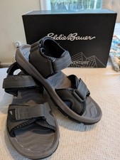 Eddie Bauer Sunset Men's Gray Strappy Sandals Hook  Loop Adjustable Strap 8