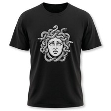 Camiseta Medusa Envejecida | Camiseta Pelo de Serpiente Cabeza de Gorgona Mitología Griega