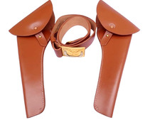 US Civil War Cavalry NCO Leather Waist Belt with Holsters Hand made Reproduction